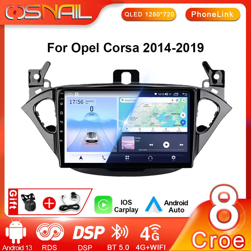 for Opel Corsa E 2014-2019 CarPlay Car Radio GPS Stereo Multimedia Player Screen