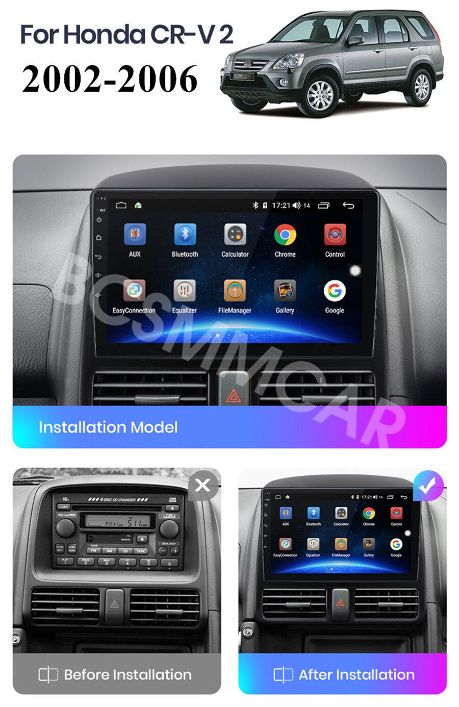 Fit for Honda CRV 2002-2006 Android 13 9 Car Stereo Radio GPS WIFI FM Player