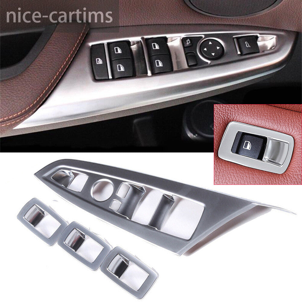 4¡ÁSilver ABS Door Window Lift Switch Button Trim for BMW X3 F25 X4 F26 2014-2017