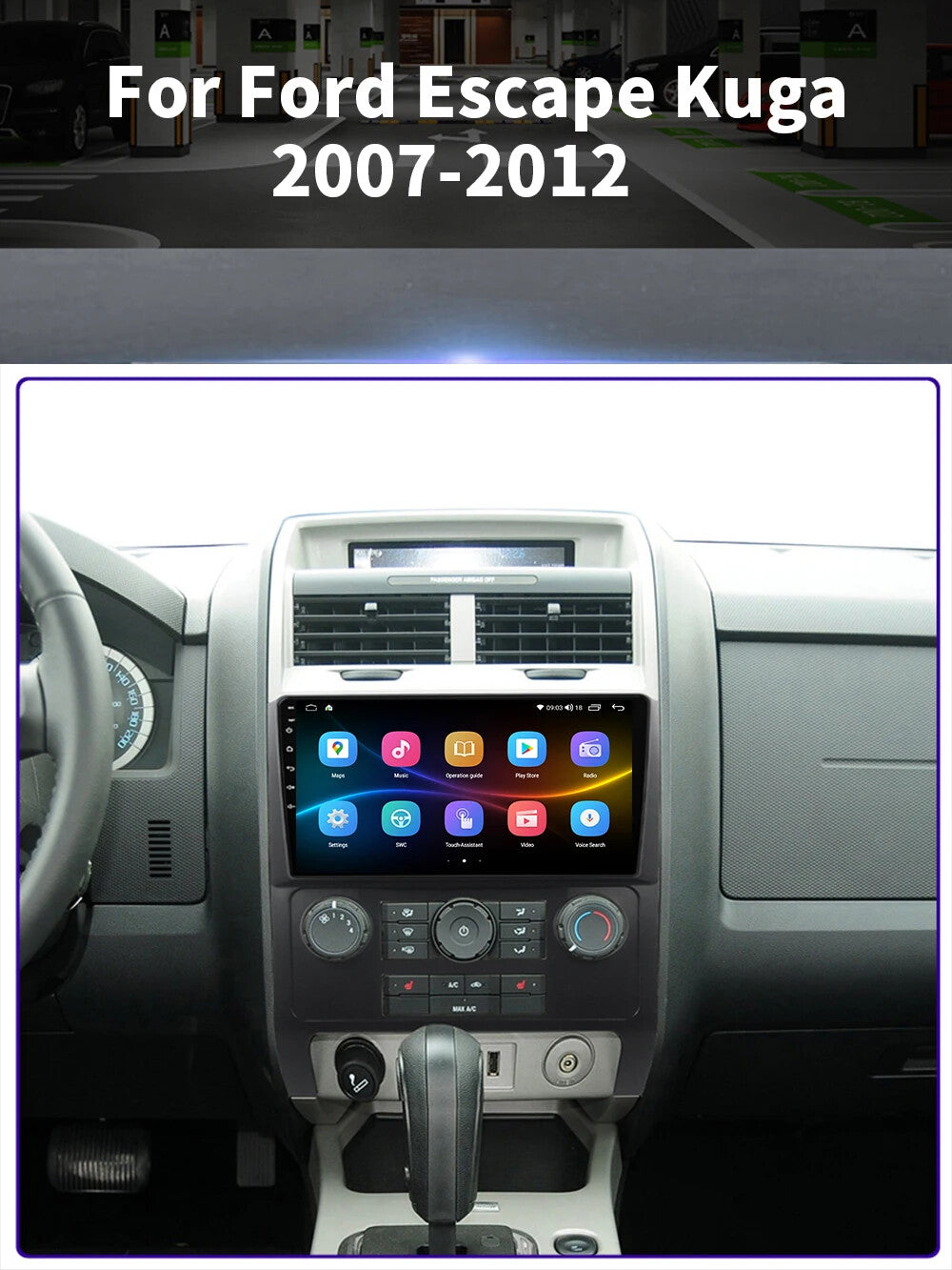 Android Auto CarPlay for Ford Escape 2007-12 Car Stereo Radio GPS Player Screen
