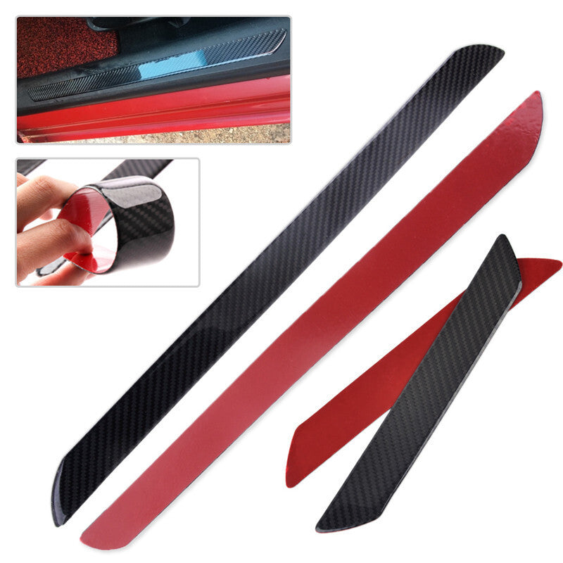 4pcs Auto Doors Welcome Pedal Carbon Fiber Sticker Anti-Scratch Protective Strip