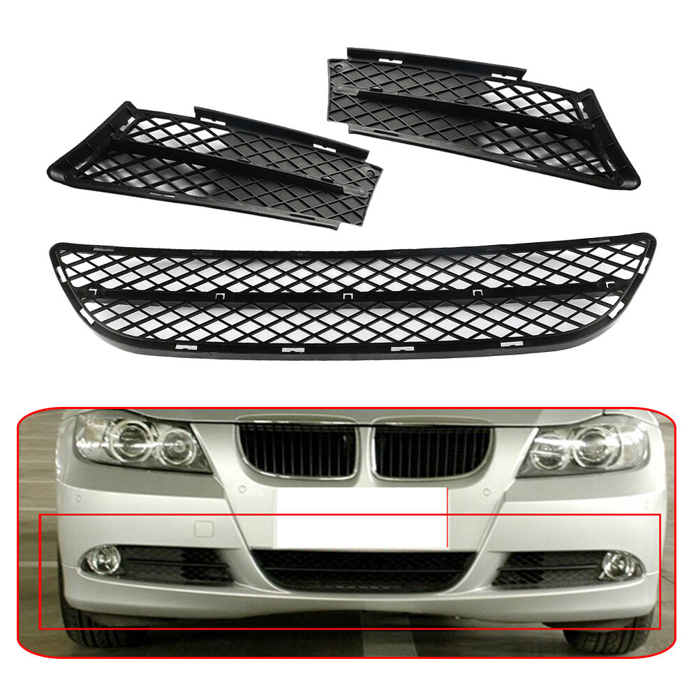3pcs For 2006 - 2008 for BMW 3-Series 325i 328i 330i Front Lower Bumper Grille Cover