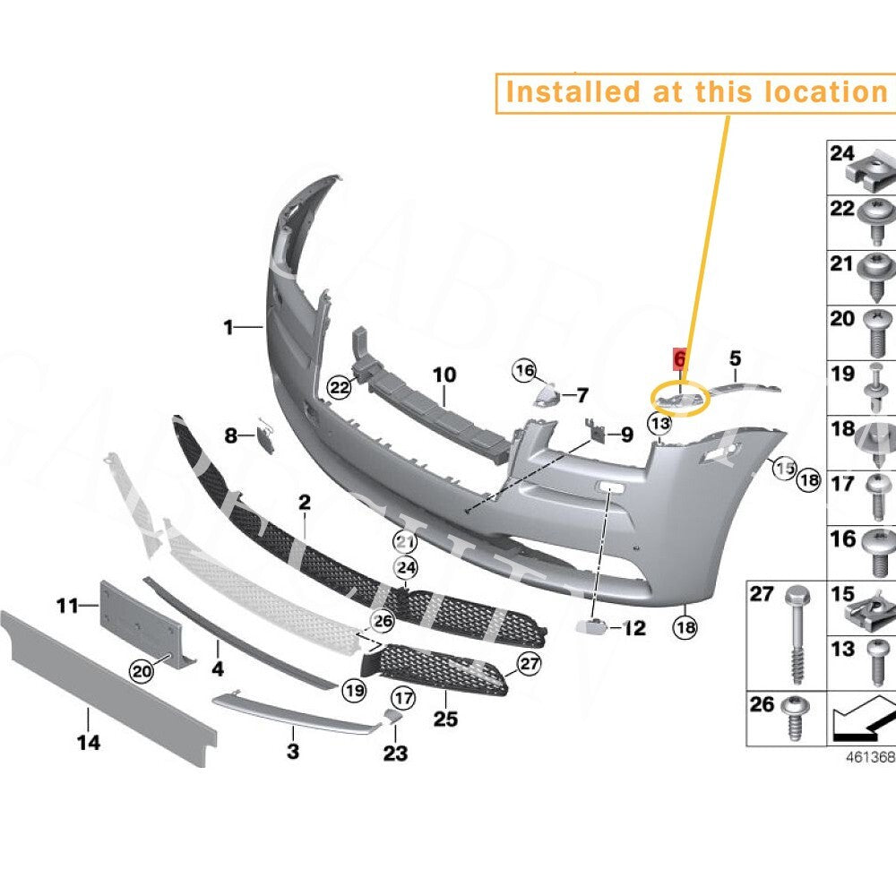 Suitable for Rolls Royce Wraith Dawn Guide equipment bumper side left equipment manufacturer: 51117376997