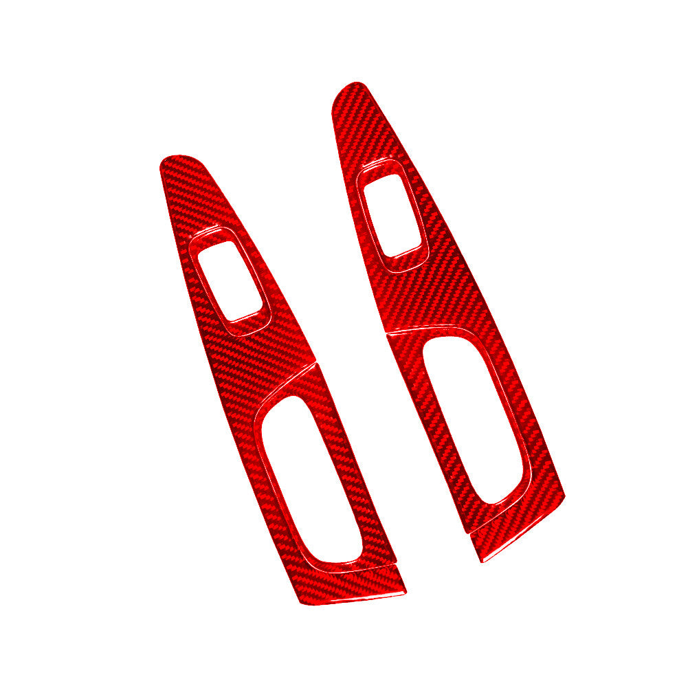 6Pcs Red Rear Window Button Trim Cover Carbon Fiber for Toyota Tacoma 2012-2015
