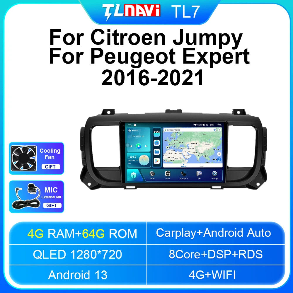 for Citroen Jumpy 3 for Peugeot Expert 3 GPS CarPlay Car Radio Auto Video Player