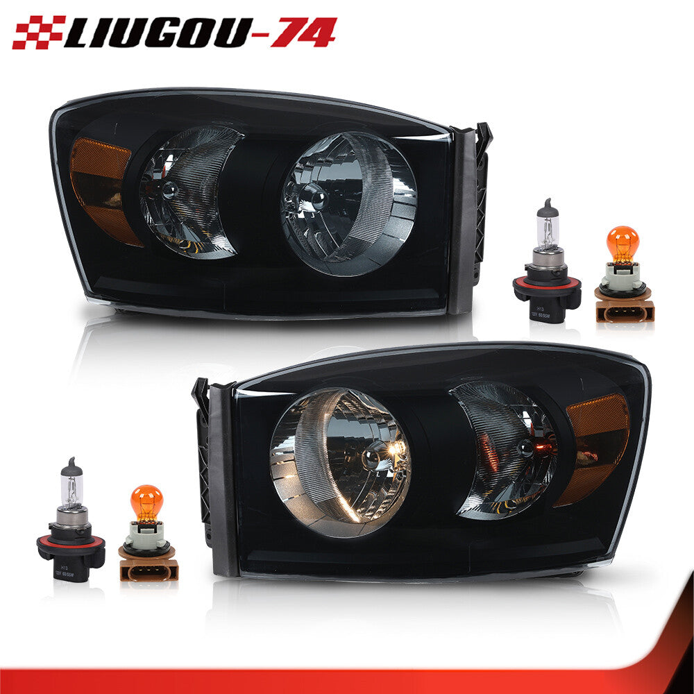 new, suitable for 2006-2009 for Dodge for Ram 1500 2500 3500 headlight kit with chrome bezel (pair).