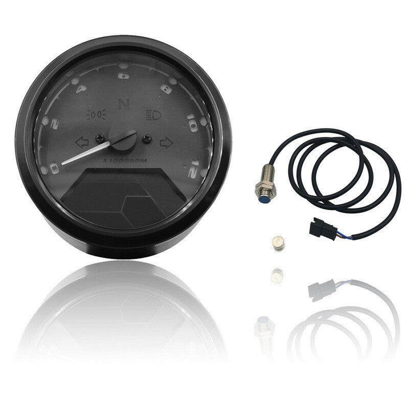 Motorcycle LCD Digital Tachometer Speedometer Odometer 12000RPM for 2-4 Cylinde