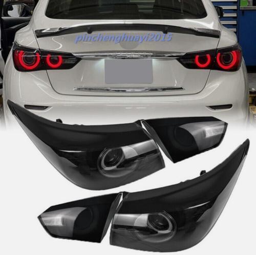 Pair of left and right LED taillight assemblies for INFINITI Q50 2018 - 23 smoke black