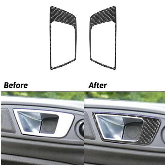 2pcs Carbon Fiber Front Door Pull Frame Cover Trim for Ford Fiesta 2011-2015