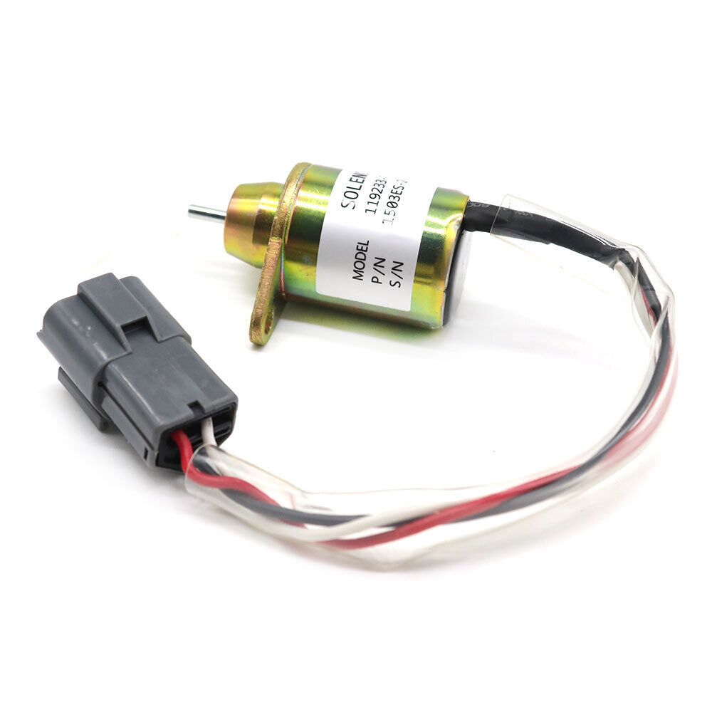 Fuel shut-off solenoid valve 119233-77932 is suitable for Yanmar engines 3TNV88, 3TNE84, 4TNE88, and 4TNE84.