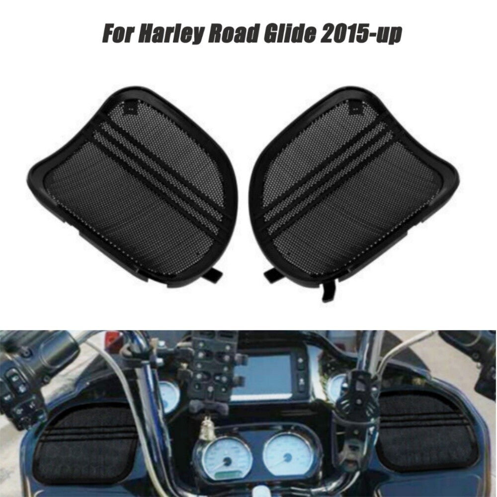 Front Fairing Black Speaker Grille Mesh Covers Trim for Harley Road Glide FLTRX