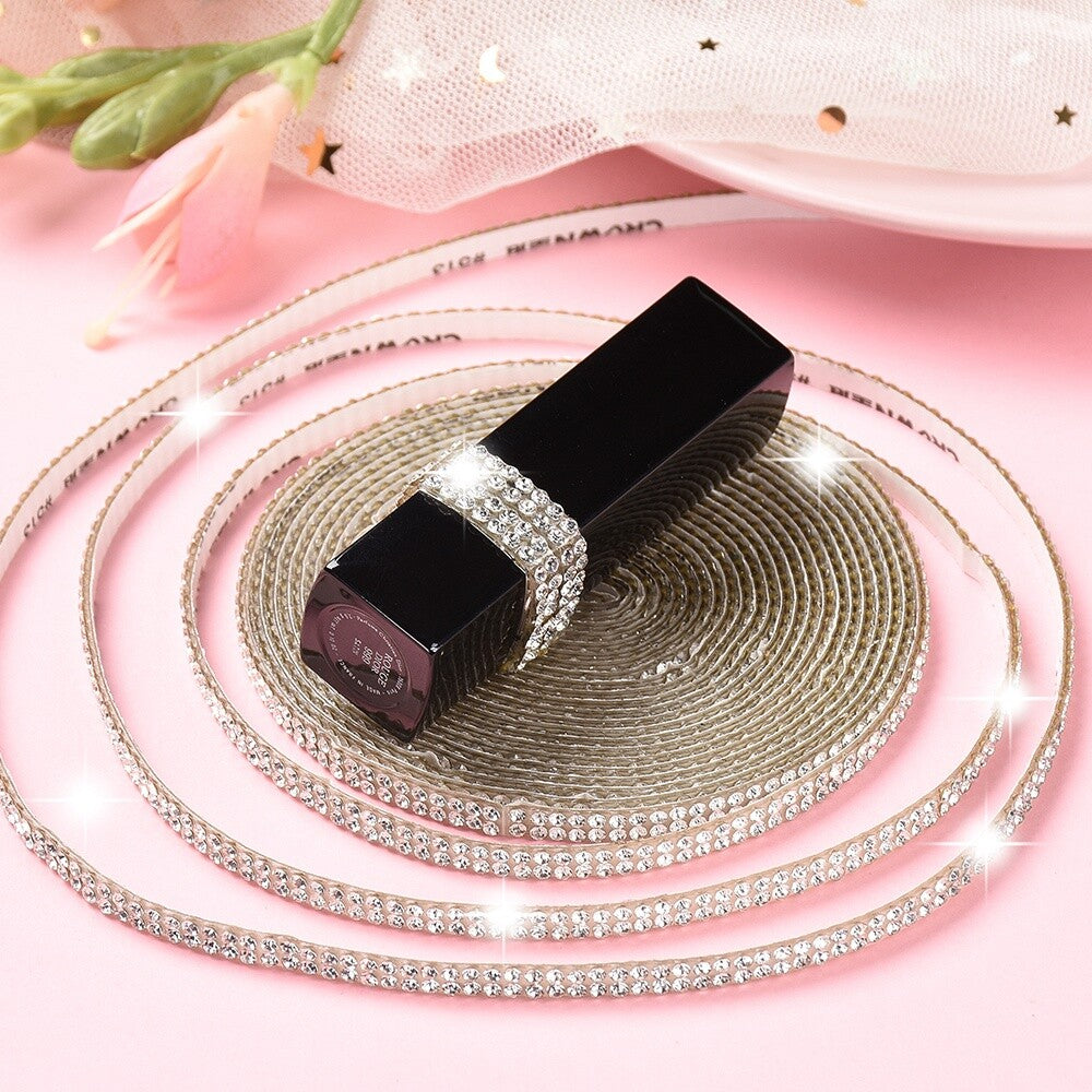 5.4 Yards DIY Diamond Bling Ribbon Stickers Rhinestone Tape Roll Deco White