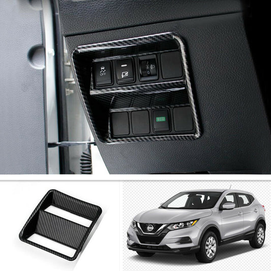 Carbon fiber headlight switch frame cover trim for Nissan Rogue Sport 2017 - 2020