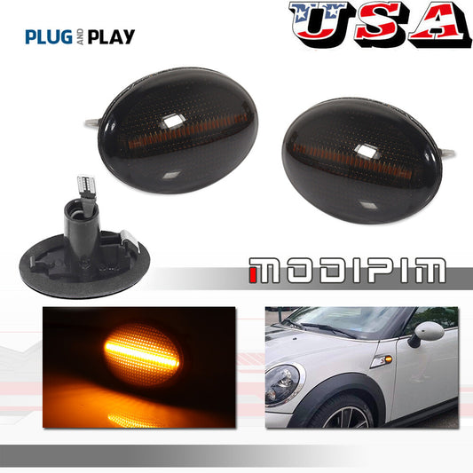Smoke Lens Amber LED Mudguard Side Marker Light for Mini Cooper R55 R56 R57 R58 R59