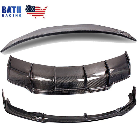 Carbon Fiber Trunk Lid Spoiler+Front  Rear Bumper Body Kit for Tesla Model 3