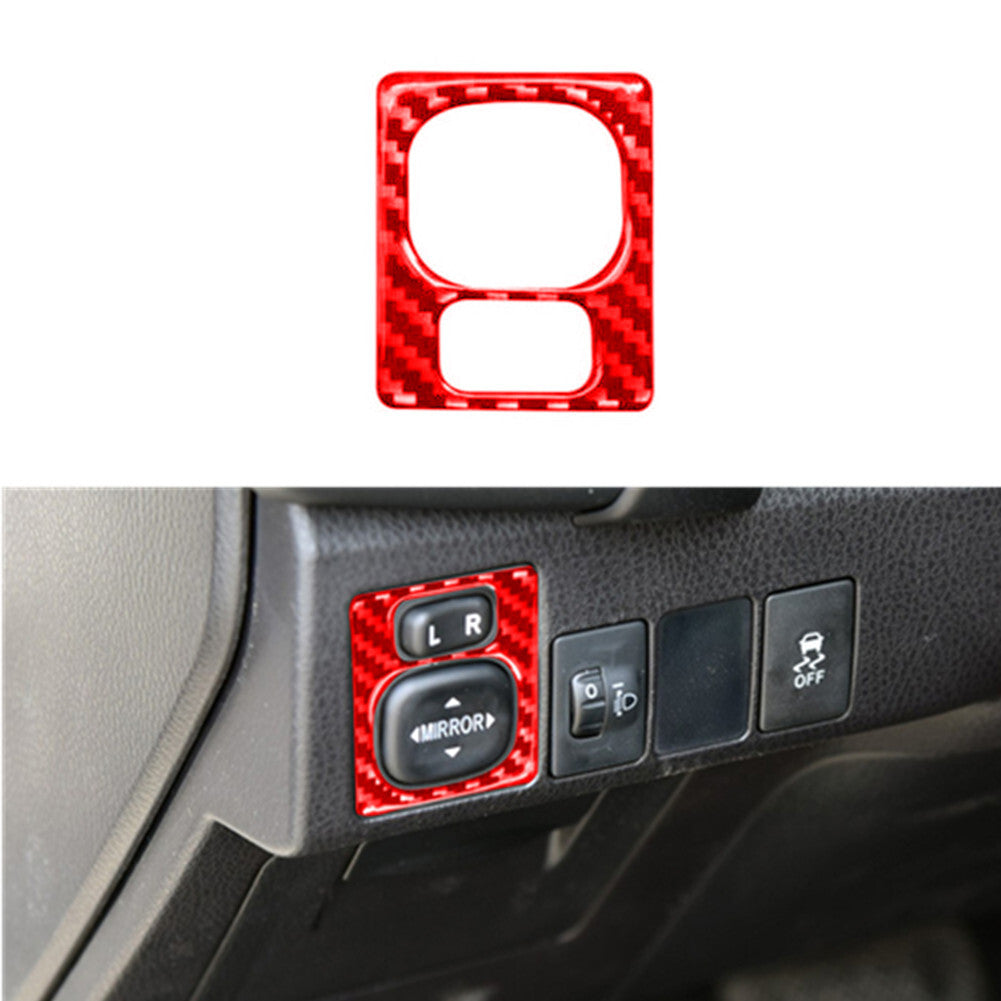 Red Carbon Fiber Rearview Mirror Button Cover Trim for Toyota for Corolla 2014-2018