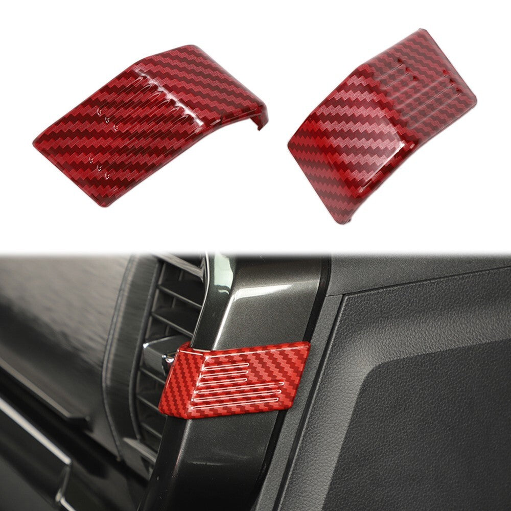 Center Console Side Air Vent Outlet Cover for Ford F150 2021+ Red Carbon Fiber