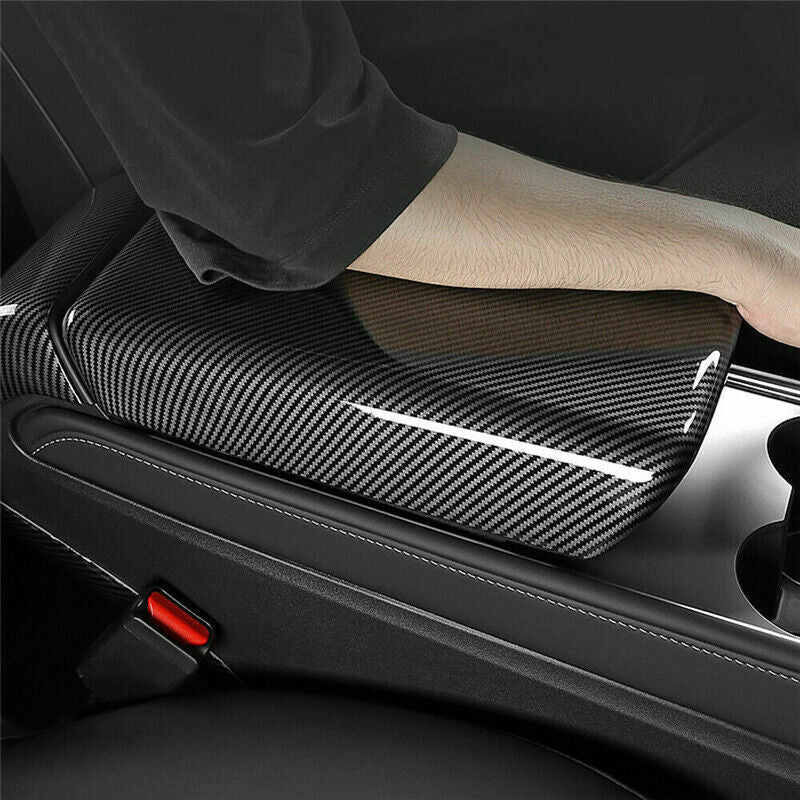 for Tesla Model 3 2017-23 Carbon Fiber Center Console Armrest Storage Box Cover