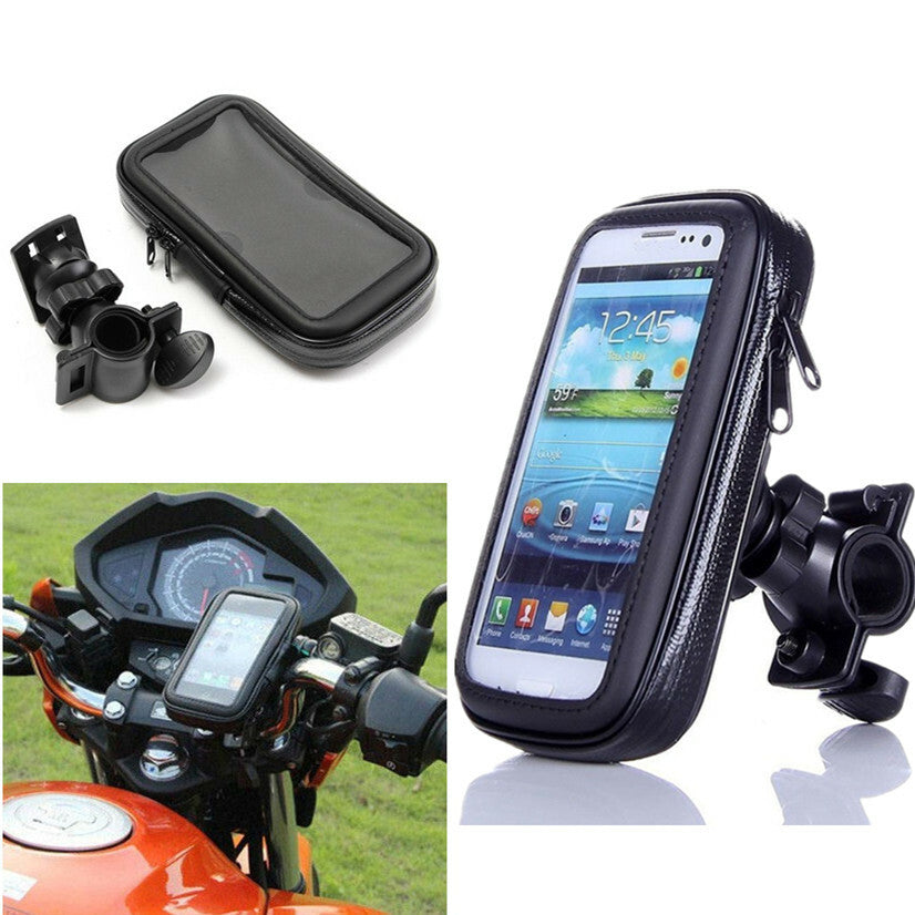 360¡ã Rotating Motorcycle Waterproof Phone Case Bag Handlebar Mount Holder Black