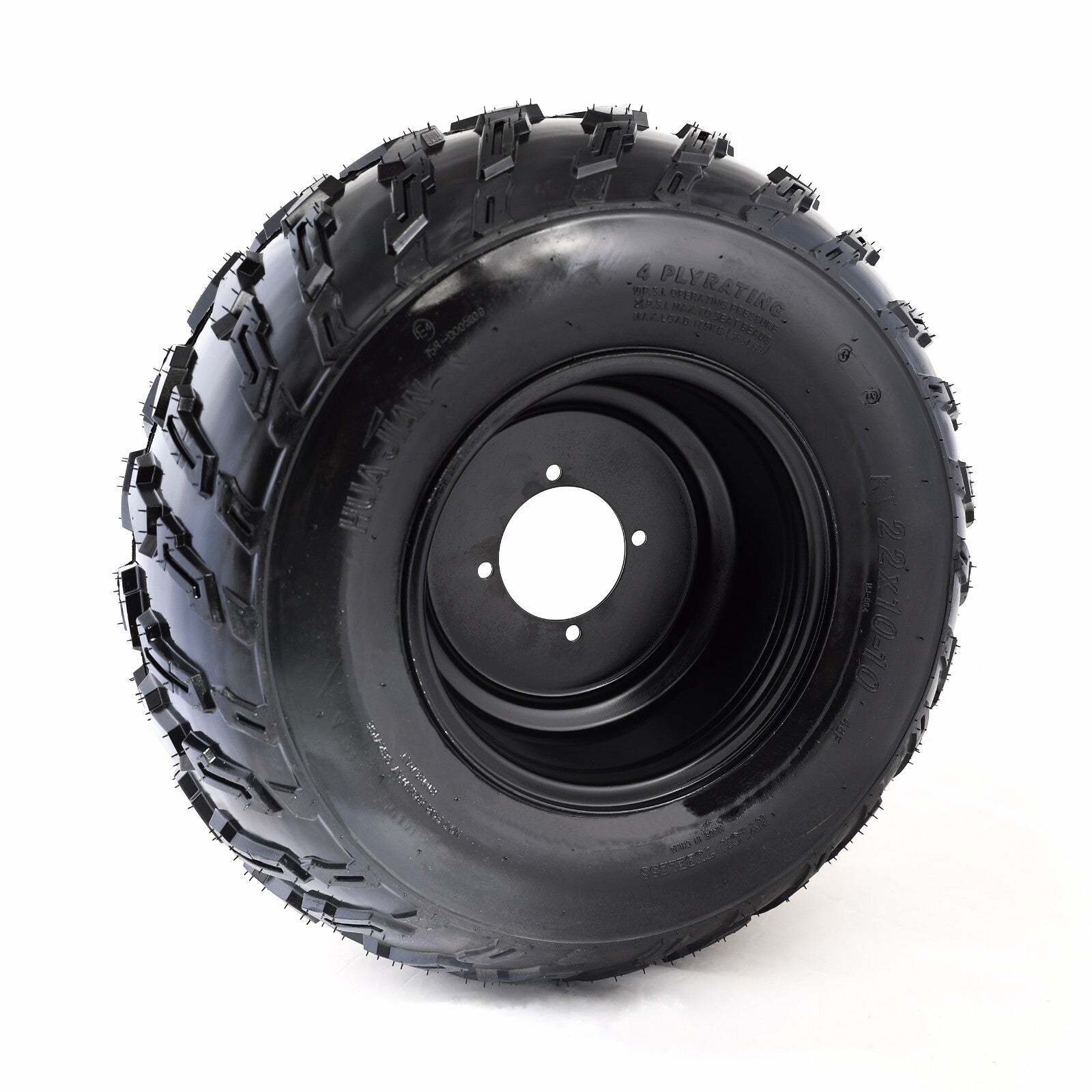 10-inch all-terrain vehicle wheels, 22x10-10 tires, rims, 4 bolts, 22x10x10 suitable for 200cc and 250cc four-wheel UTV off-road vehicles.