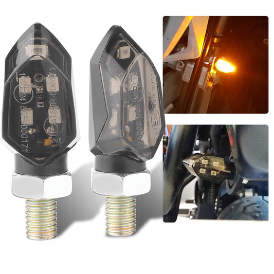 2x Smoked for Mini Motorcycle LED Turn Signal Indicator Light Amber Blinker Lamp 12V