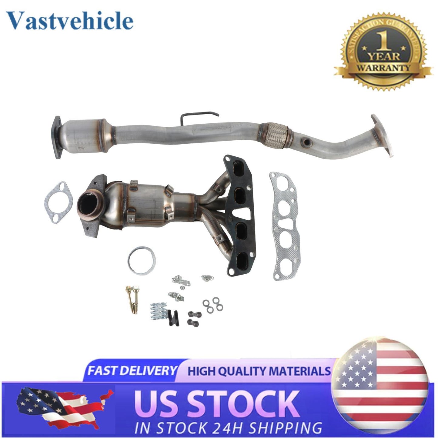 Front  Rear Catalytic Converters for 2002-2006 for Nissan Altima 2.5L With Gasket