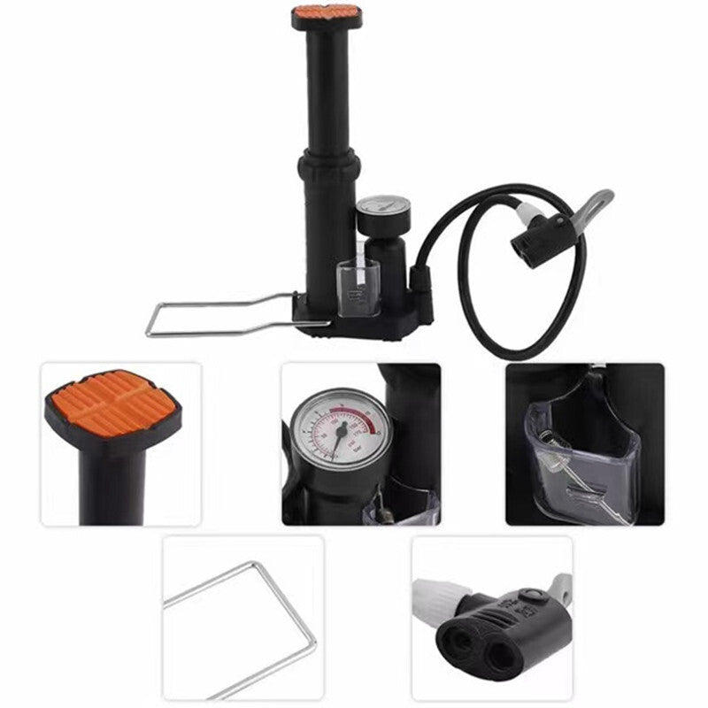 Motorcycle for Mini Bike Foot Pump Inflato Gauge Wheel Air Tire Pump With Needle Kit