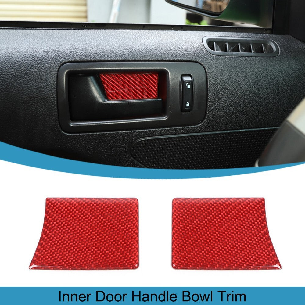 2x Red Carbon Fiber Inner Door Bowl Panel Cover Trim for Ford for Mustang 2009-2013