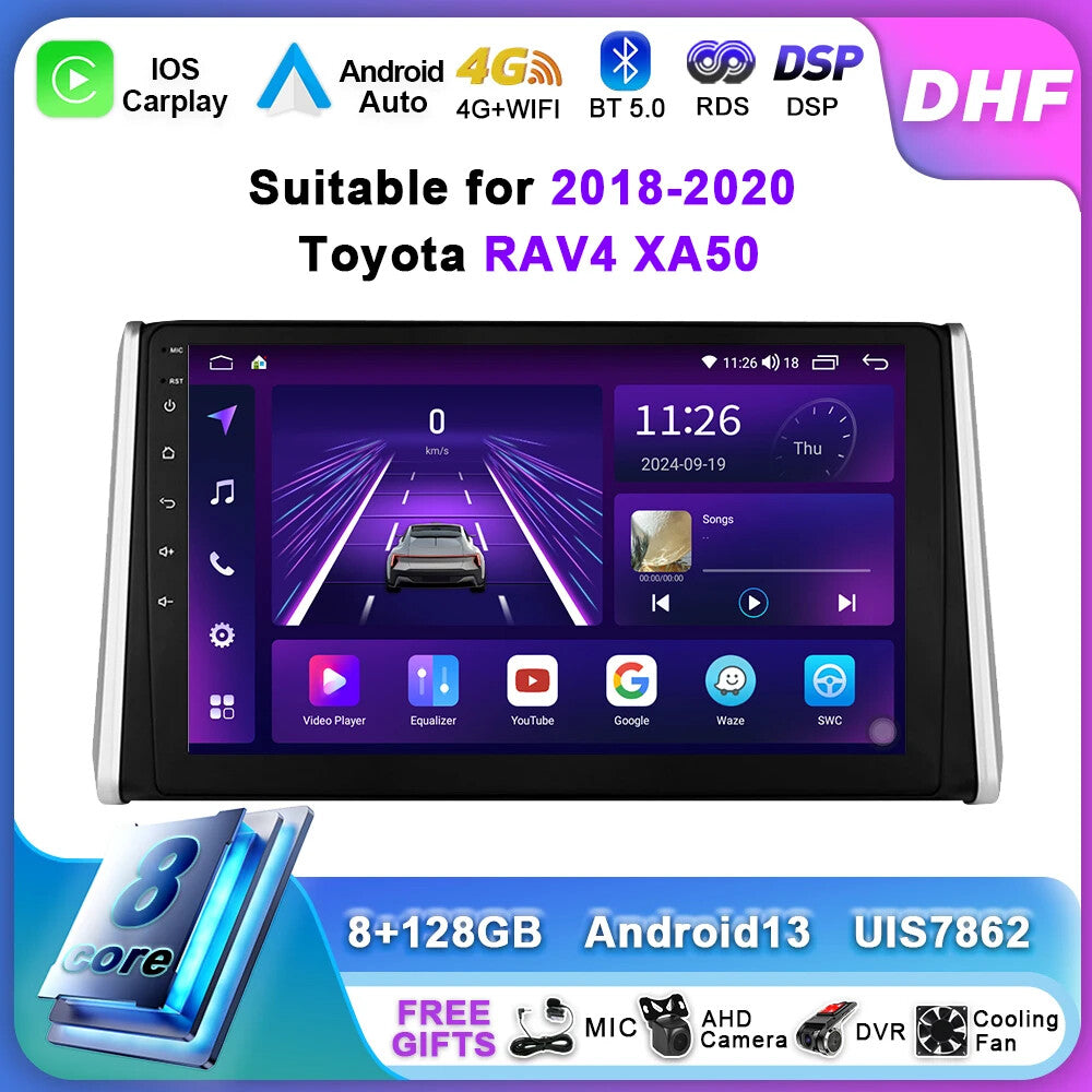 Android Auto Screen for Toyota RAV4 XA50 2018-2020 Car Radio GPS Carplay Player