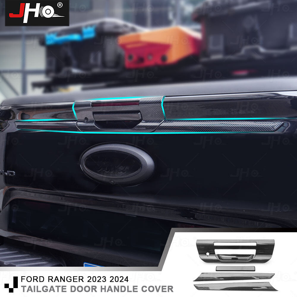 Carbon Fiber Tailgate Door Handle Cover Trim Accessories for Ford Ranger 2023+