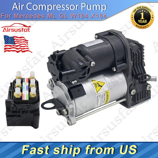 for Mercedes GL ML W164 X164 Air Compressor Pump with Valve Block US 1643200304
