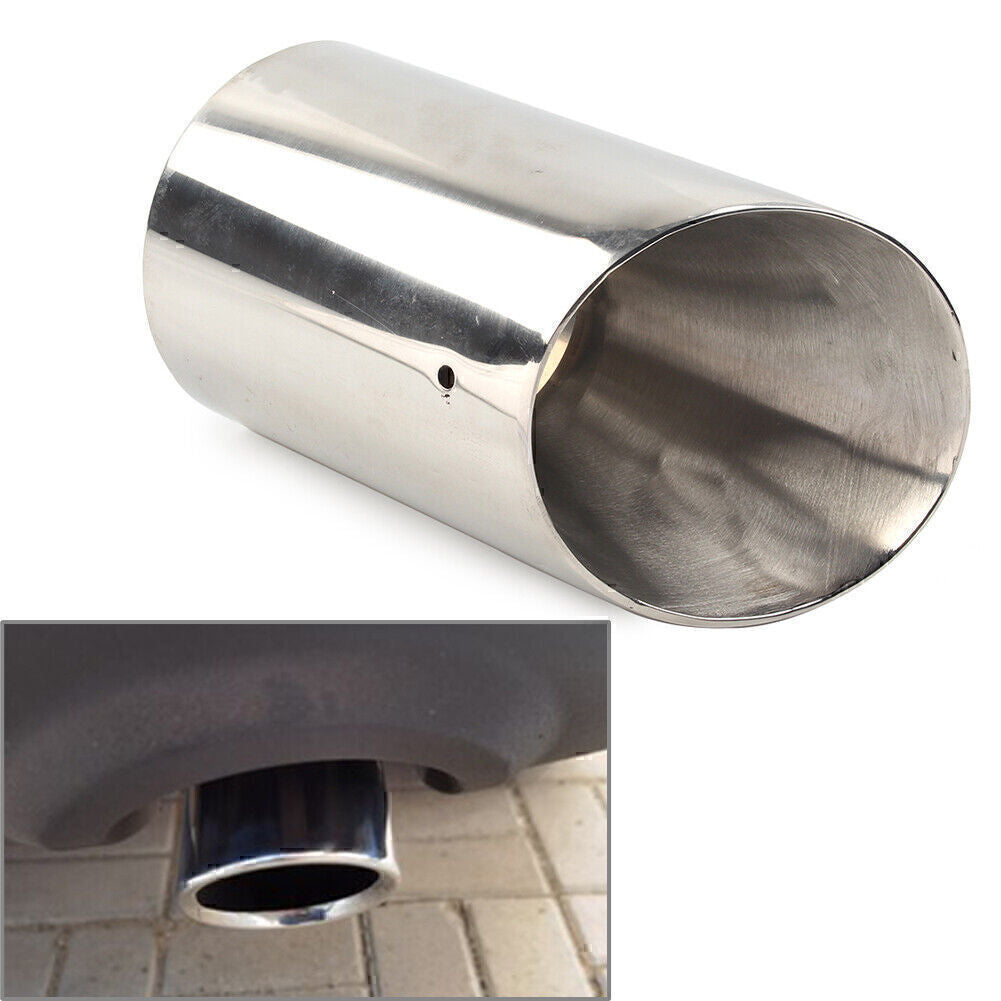 89mm Stainless Steel Automotive Exhaust Muffler Tip Pipe Round Fitting Silver