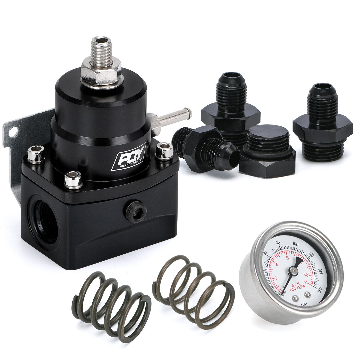 Fuel Inject Pressure Regulator W/ Boost Gauge 3-70 psi 6AN EFI Kit AN6 Fittings