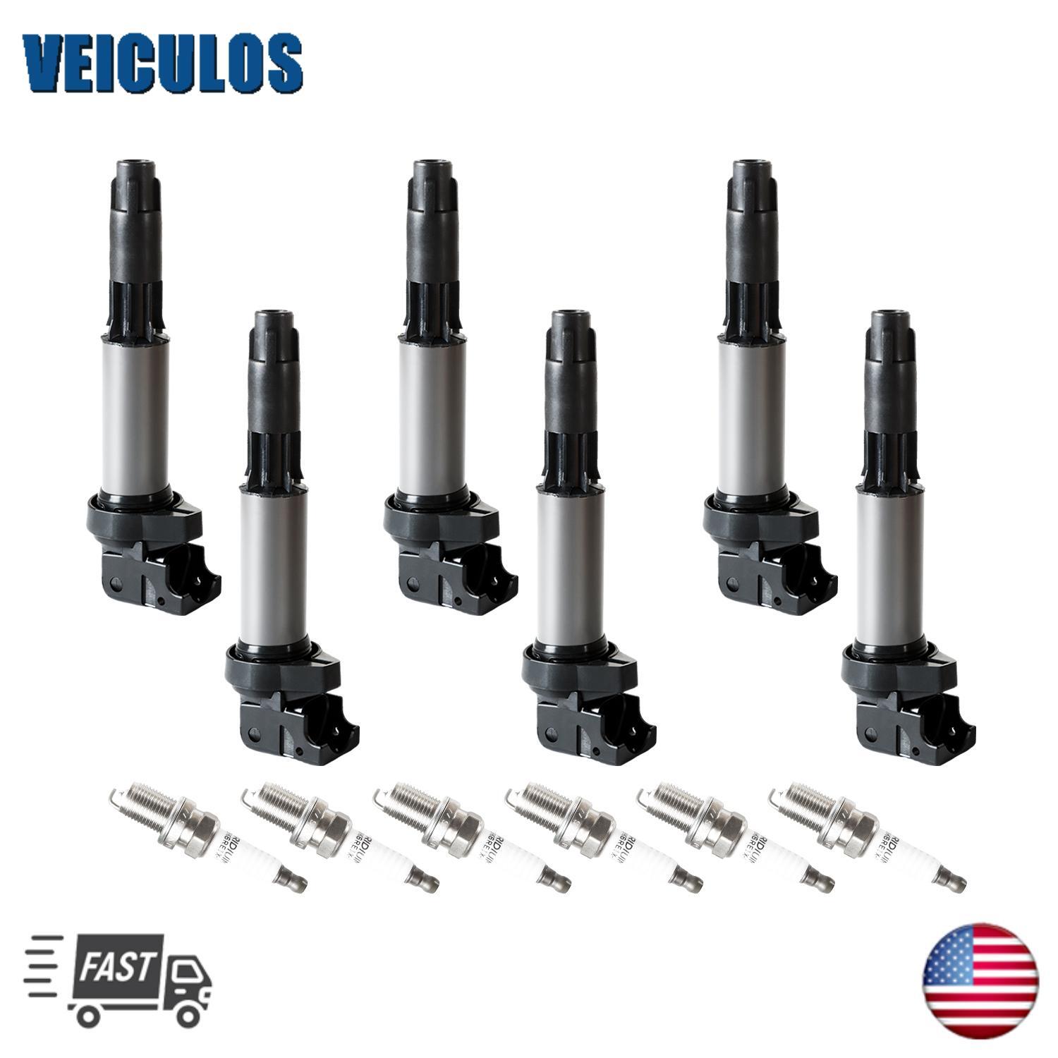 6x Ignition Coil  6x Platinum Spark Plug for BMW 330Ci 325Ci 525i UF522