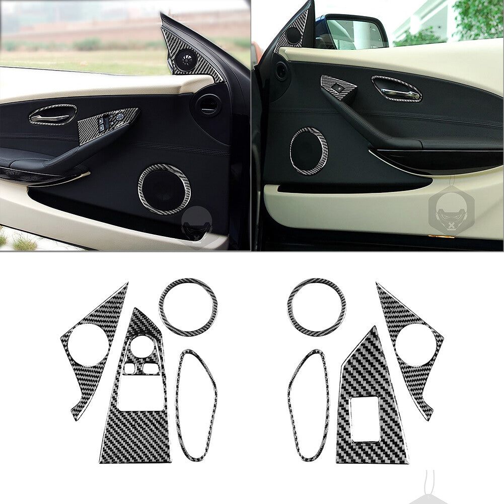 9Pcs Carbon Fiber Door Panel Set Cover Trim for BMW 6Series E63 E64 2004-2010