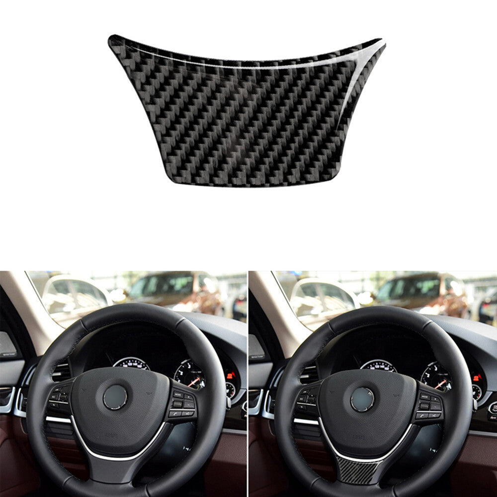 Carbon Fiber Steering Wheel Cover Trim Type A for BMW 5 Series F10 F18 2011-2017
