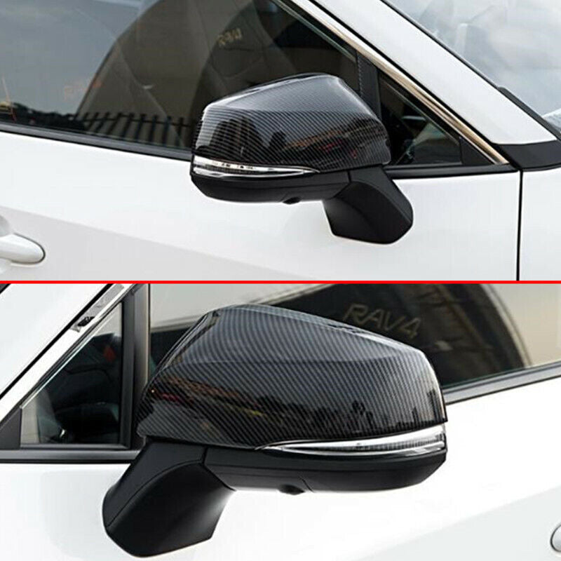 Carbon fiber 2-piece side mirror cover trim for Toyota RAV4 2019 - 2023