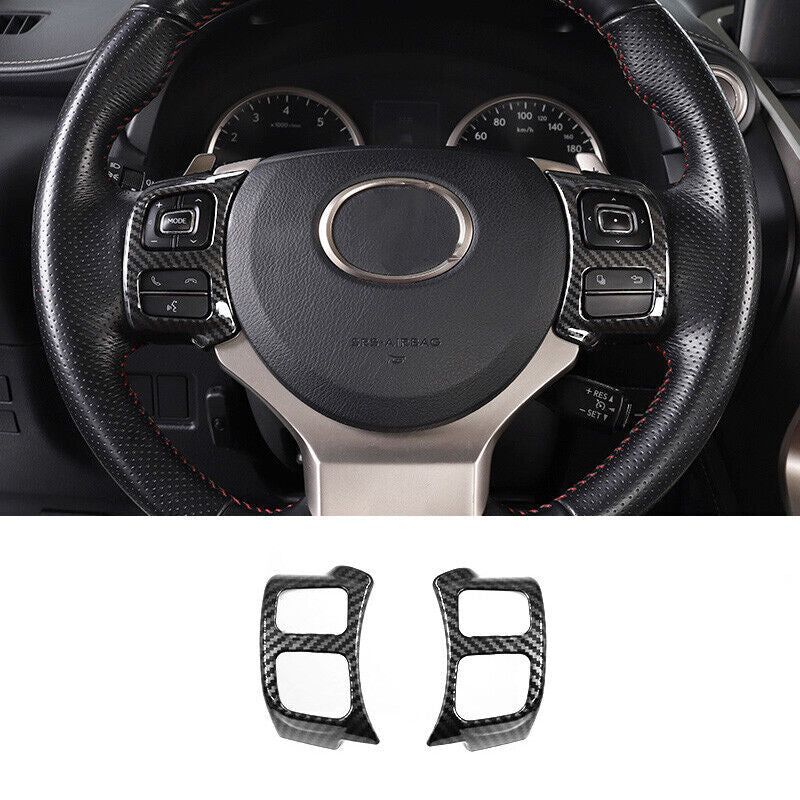 2P for Lexus NX200t 300h 2015-2021 Carbon Fiber Steering Wheel Button Cover Trim