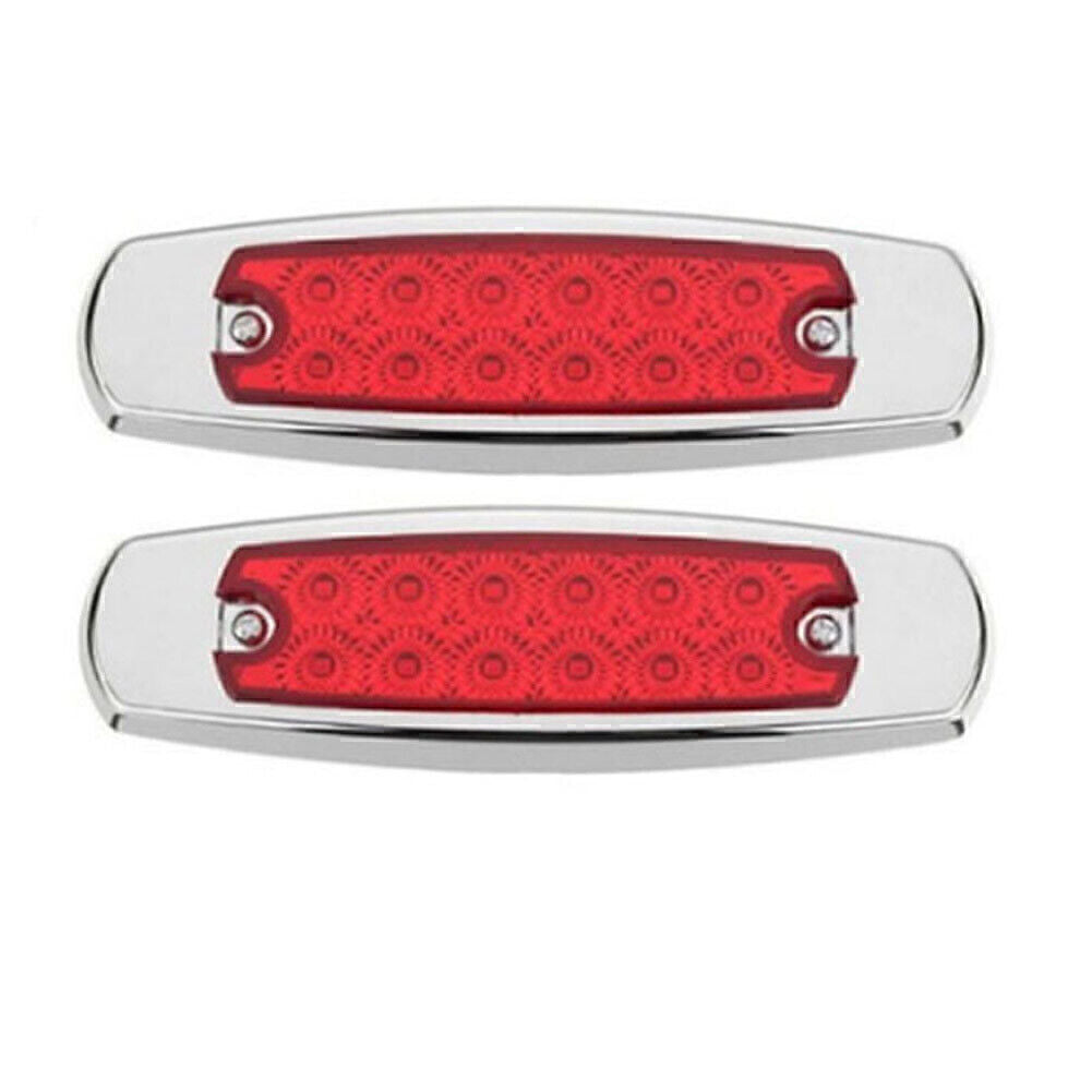 12 LED Sealed Side Marker Clearance Light Lamp 2 Red Fish Shape Trailer