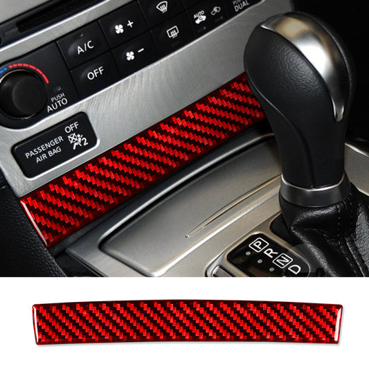 Red Carbon Fiber Interior CD Panel Lower Strip Trim Fit for Infiniti G37 2010-13