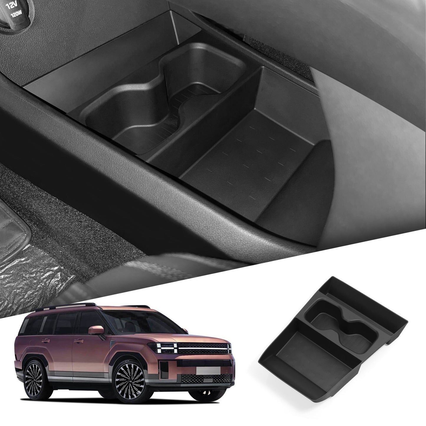 for Hyundai Santa Fe 2024 2025 Central Storage Box Lower Layer Tray Organizer