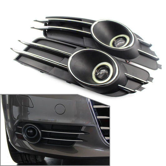 Pair Lower Bumper Fog Light Grille Cover With Lamp Fit for Audi A6 C7 2011-2015
