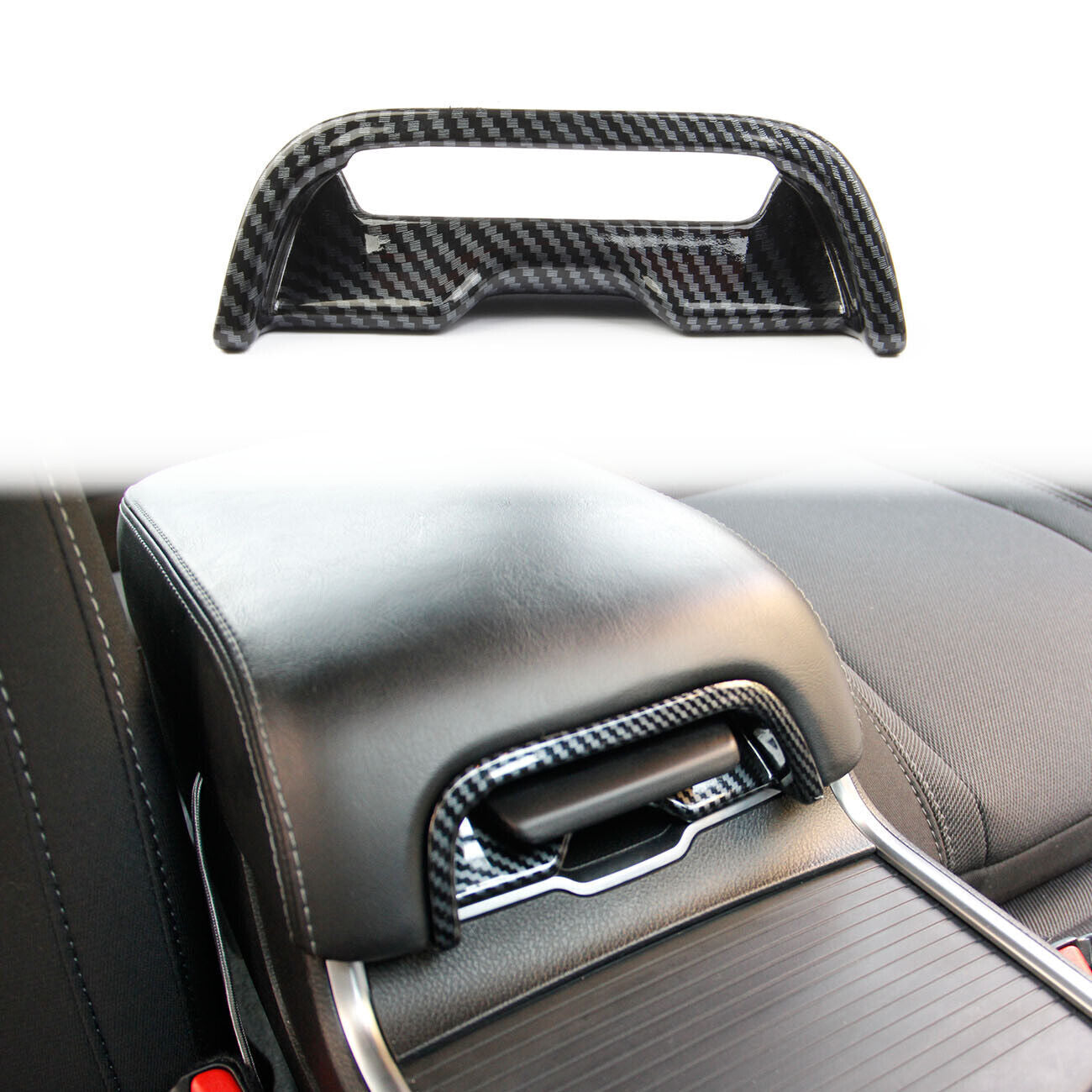 Carbon Fiber Interior Center Armrest Box Switch Cover Trim for Dodge Charger