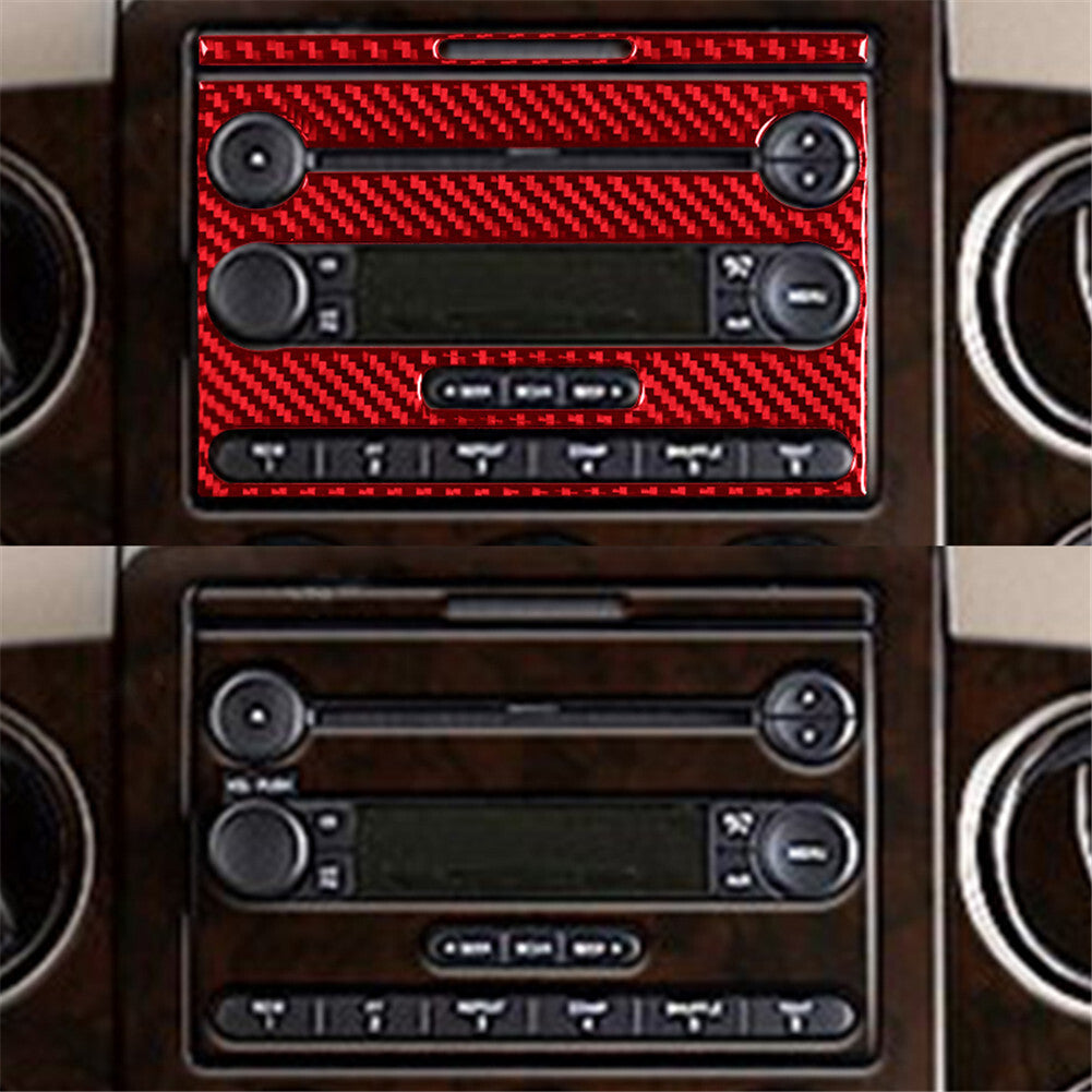 2Pcs Red Carbon Fiber Interior Radio With CD Cover Trim for Ford F-150 FX4 04-08