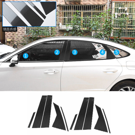 for Hyundai Sonata 2020-2023 Carbon Fiber Steel Window Pillar Post Cover Trim10