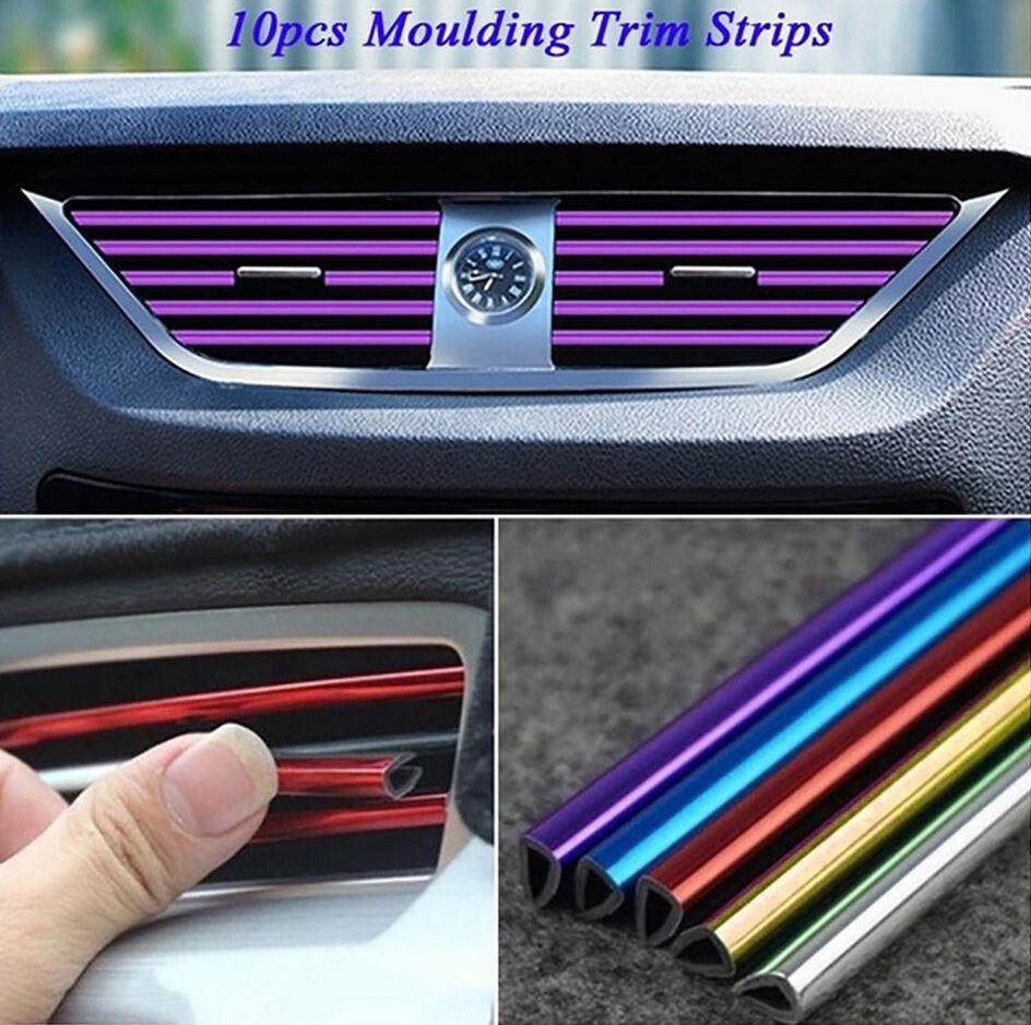 10-Piece Car Air Conditioner Socket Decorative Molded Strip in Blue for Nissan