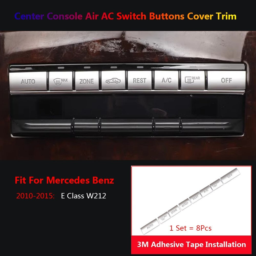 8x for Mercedes-Benz E W212 2010-15 Car Center Console Air AC Switch Cover Trim