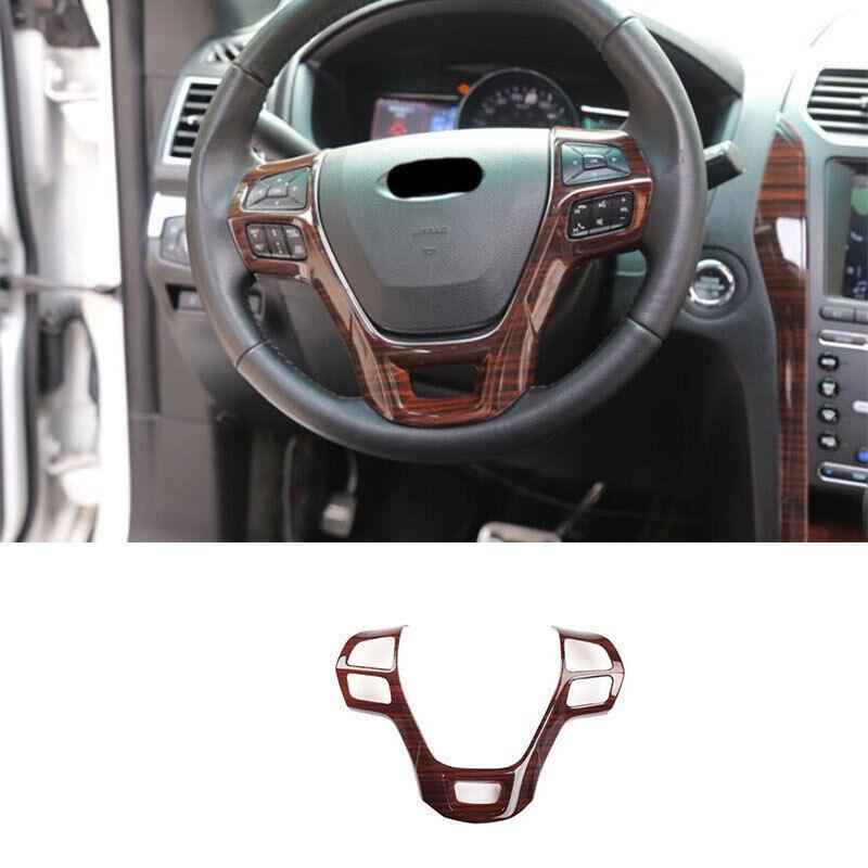 Steering Wheel Sheet Cover Trim 1PCS Fit for Ford Explorer 2016-2019 Wood Grain