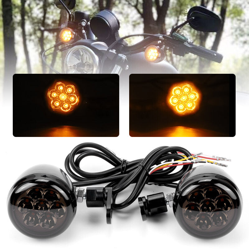 Motorcycle Front Turn Signal LED Lights Kit for Dyna Sportster XL Softail FXD