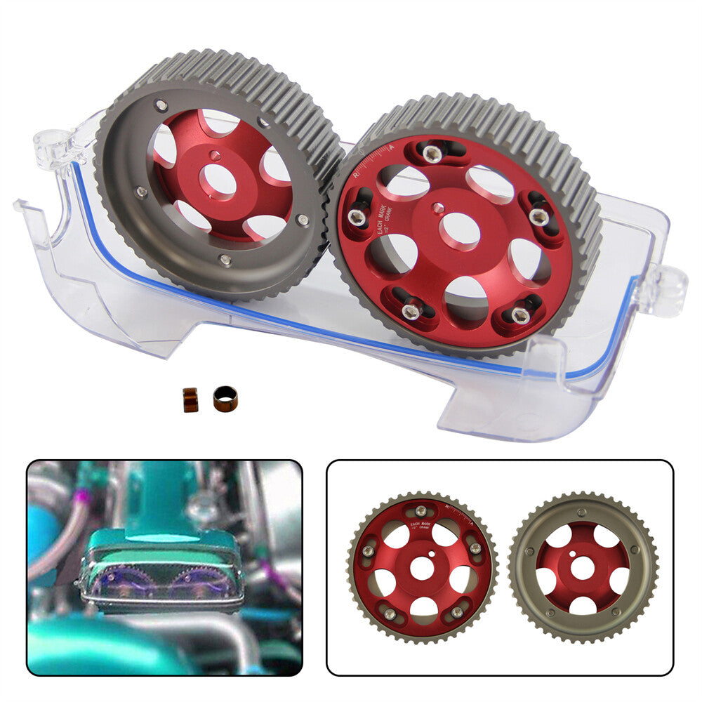Cam Cover+Cam Gear Pulley for Toyota Supra 2JZ-GTE JZA80 for Lexus SC300 IS300 Red